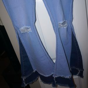 Denim plus-size palazzo | flare jeans stretchy